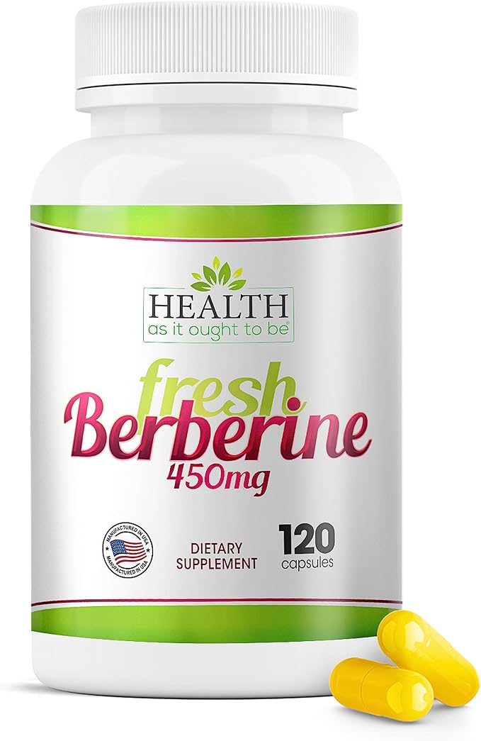 Health As It Ought To Be Fresh Berberine Supplement 450mg | Contains Only Berberine | No Preservatives | 120 Capsules