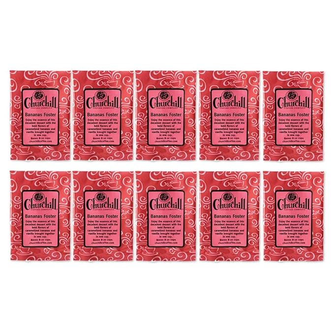 Churchill Coffee Bananas Foster 10 Portioned Packs -1.5 oz each - Ground - Flavored Coffee