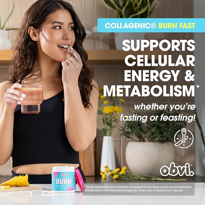 Obvi Multi Collagen Burn Fast | Hydrolyzed Collagen Peptides Types I II III V X | Keto &amp Gluten Free | 30 Servings