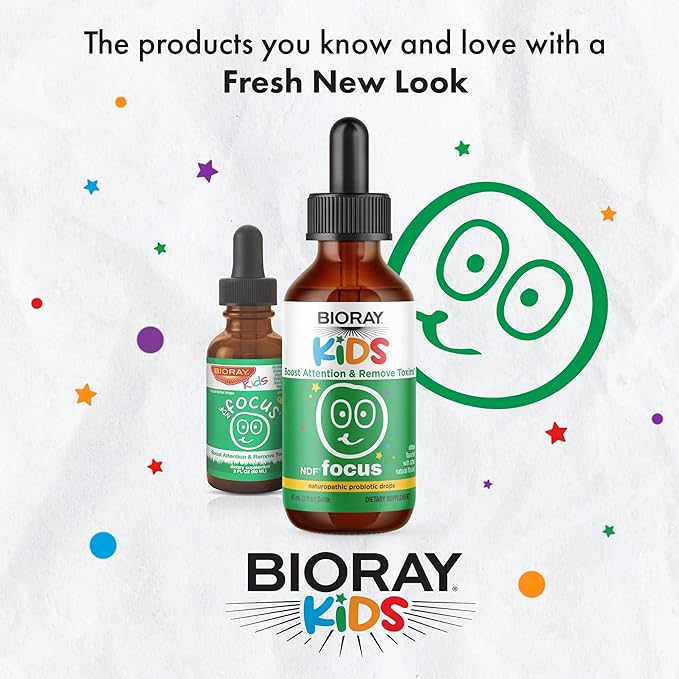 BIORAY Kids NDF Focus Citrus - 4 fl oz - Supports Cognitive Function Enhances Clarity &amp Promotes Steady Energy Levels - Non-GMO Vegetarian Gluten Free - 2-4 Month Supply