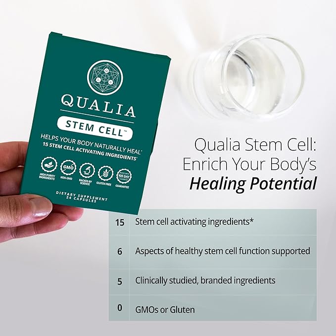 Qualia Stem Cell — Stem Cell Supplement Support with Royal Jelly Astragalus &amp Sea Buckthorn | 16 Ingredients | 4 Days a Month | Helps Body Naturally heal*
