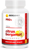 BergaMet Citrus Bergamot SuperFruit PRO+ Supplement 200:1 Extract 1350mg 80% Polyphenols Olive Leaf Extract 47% BPF World's Strongest 90 Capsules 1 Month Made in the USA