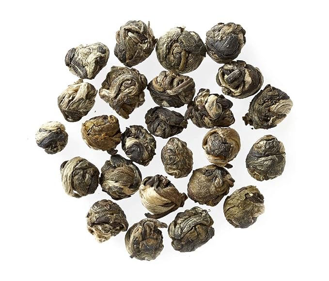 Golden Moon Tea Organic Jasmine Pearls Green Tea - Loose Leaf Dragon Pearls Premium Grade Non GMO - 1 Pound (192 Servings)