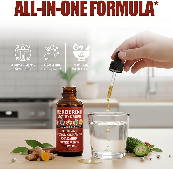 Glucora Berberine Nutrapure Berberine - Cavora Ceylon Cinnamon Berberine Liquid Drops – Plant-Based Daily Wellness Support Mild Cinnamon Flavor Fast Absorption (1)
