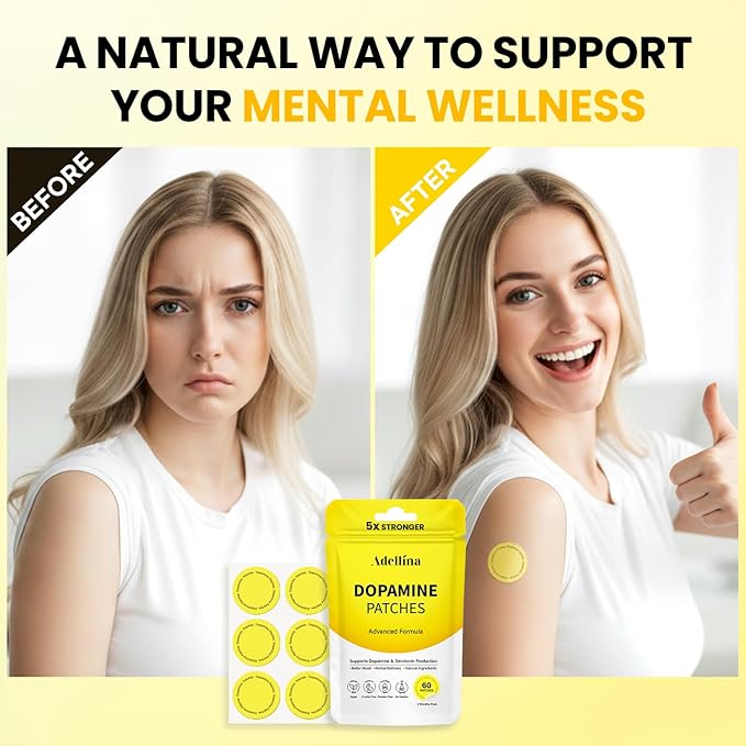 Dopamine Patches Extra Strength 60 Count: Mood Boost Patches for Daily Mental Wellness - Supports Dopamine &amp Serotonin Balance for Men Women 2Months Pack