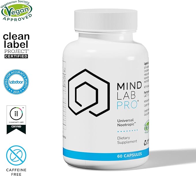 Mind Lab Pro® MLP® v4 Universal Nootropic™ Brain Booster Supplement for Focus Memory Clarity Energy - 60-Count - Plant-Based Naturally Sourced Memory Vitamins for Better Brain Health Made in USA
