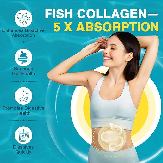 DRFOSTER Marine Collagen Peptides Powder with MSM + GC Multi Type I &amp III Collagen with Hyaluronic Acid Vitamin C &amp E for Skin Hair &amp Nails Wild-Caught Fish 50 Servings