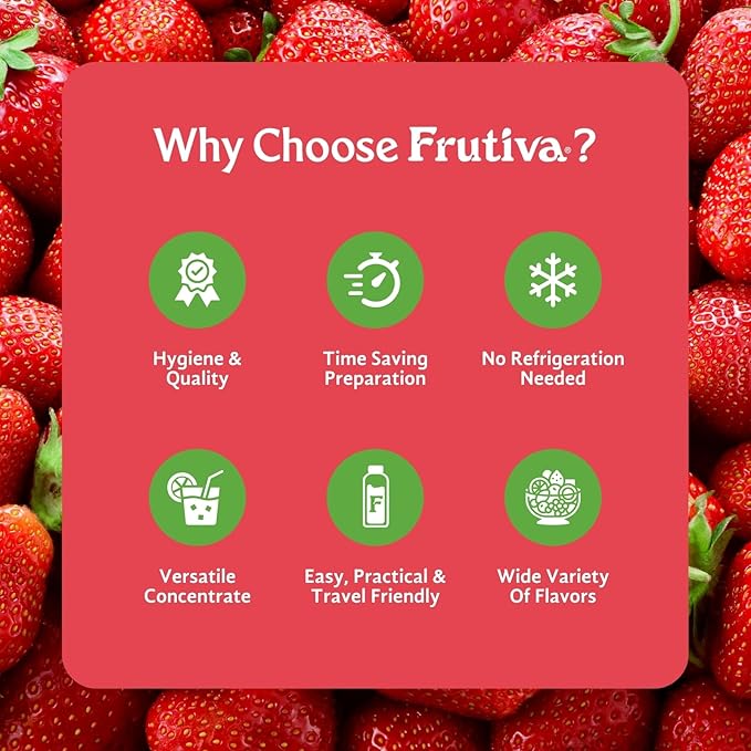 Frutiva Authentic Strawberry Lemonade Drink Mix | Made in Mexico with Cane Sugar | Aguas Frescas Concentrate Makes 2.6 Gallons Per Bottle | No High Fructose Corn Syrup | Perfect for Drinks Desserts &