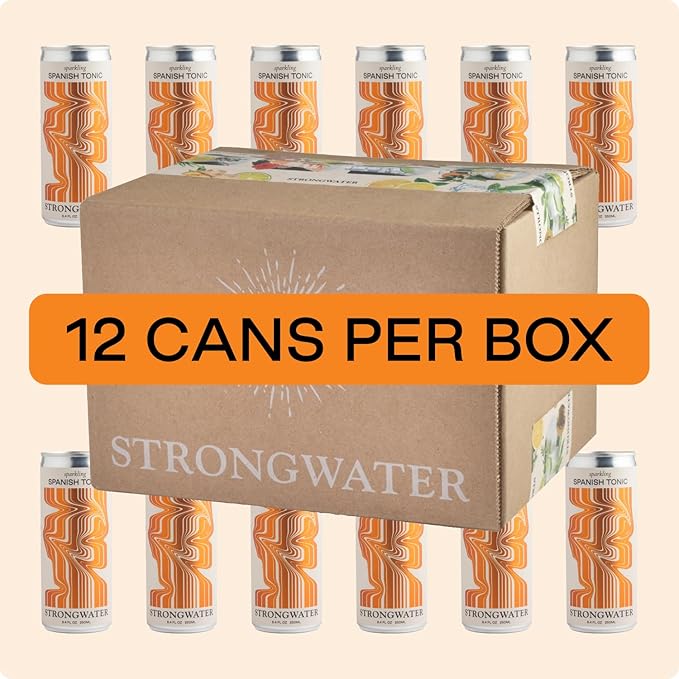 Strongwater Sparkling Spanish Tonic Water - 12 Pack Cans (8.4 Fl Oz Each) - Premium Craft Cocktail Mixer - Orange Blossom Water with Quinine &amp Tangerine - Real Cane Sugar No Artificial Flavors