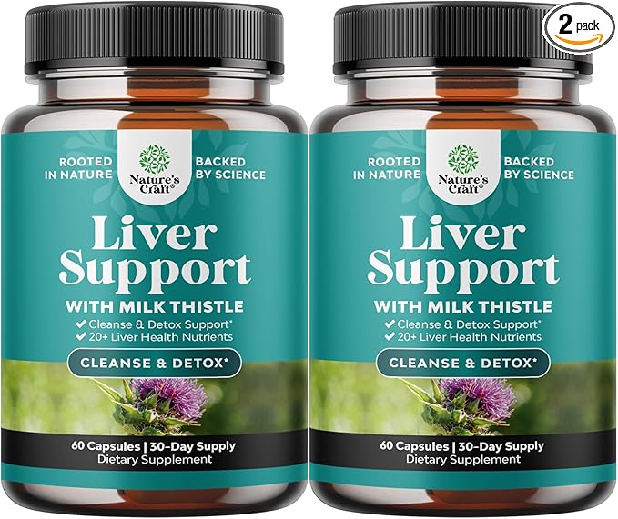Liver Cleanse Detox &amp Repair - Herbal Liver Support Milk Thistle Supplement - Silymarin Milk Thistle Supplements with Dandelion Root Choline Beetroot &amp Artichoke Extract - 60 Count (Pack of