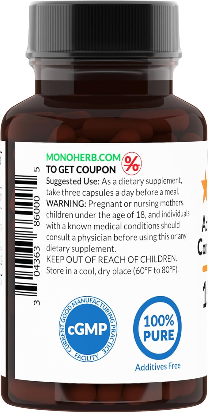 MONOHERB Active Hexose 10x Correlated Compound 1500 mg - 30 Servings - 90 Capsules 500 mg per Capsule