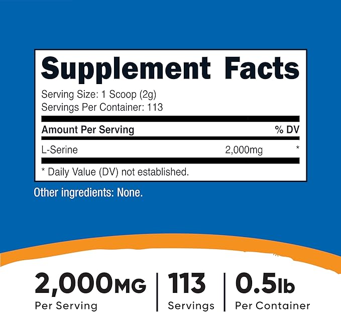 Nutricost L-Serine Powder 113 Servings (.5LB) - 2000 MG Per Serving - Non-GMO Gluten Free
