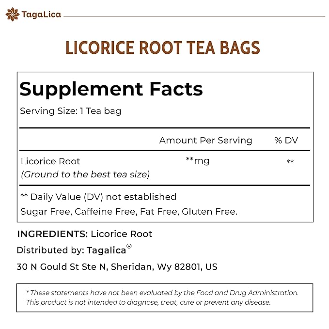 Tagalica Premium 75 Licorice Tea Bags 100% Natural &amp Pure Warming and Natural Sweet Herbal Tea Eco-Conscious Tea Bags No Additives No Caffeine Vegan
