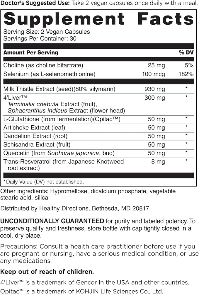 DOCTORS' PREFERRED Liver+ Revive &amp Restore 10-in-1 Formula with Clinically Validated 4’Liver and Milk Thistle | 60 Capsules