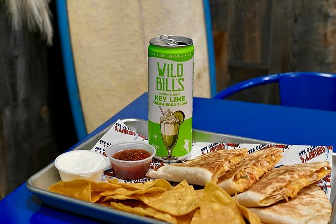 Key Lime - Wild Bill's Zero Sugar Cream Soda Zero Artificial Colors Flavors or Preservatives Naturally Sweetened (Individual 12oz Cans12-Pack)