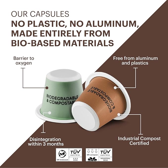 G GRANA Decaf Coffee Pods Compatible with Nespresso OriginalLine 40 Count Dark Roast Decaffeinated USDA Organic 100% Arabica Single Source Specialty Coffee Compostable Single Serve Capsules