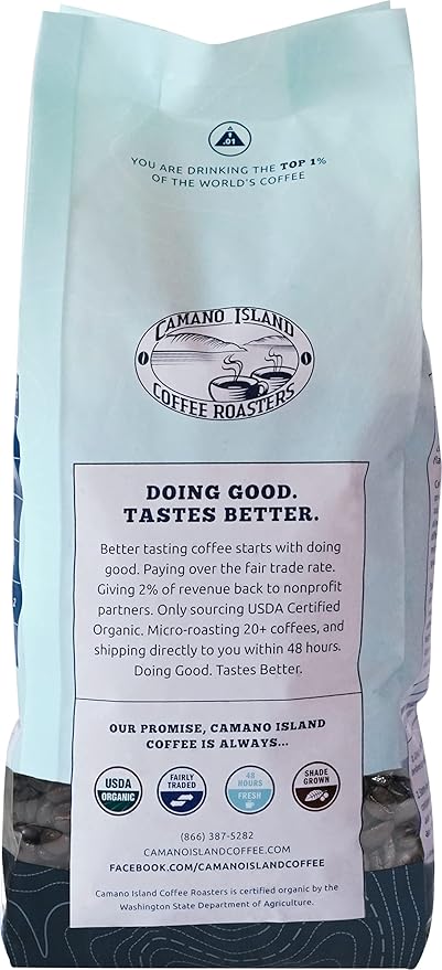 Camano Island Coffee Roasters Roasters Honduras Dark Roast Ground 2lb Fresh Small Batch Roasted USDA Organic Fairly Traded Shade Grown Top 1% Arabica - Molasses Brown Sugar Cinnamon Flavor