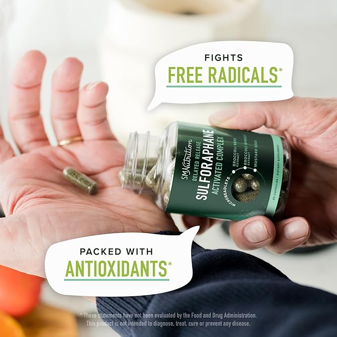 50MG Sulforaphane Supplement from Broccoli Sprouts | NRF2 Activation Cellular Health &amp Immune Support | Glucoraphanin Myrosinase &amp Antioxidants | Third-Party Tested | 60 Broccoli Seed Microb