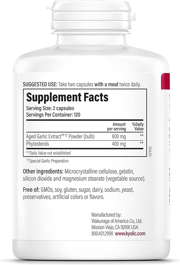 Kyolic Aged Garlic Extract Formula 107 Phytosterols for Cholesterol Support* 240 Capsules