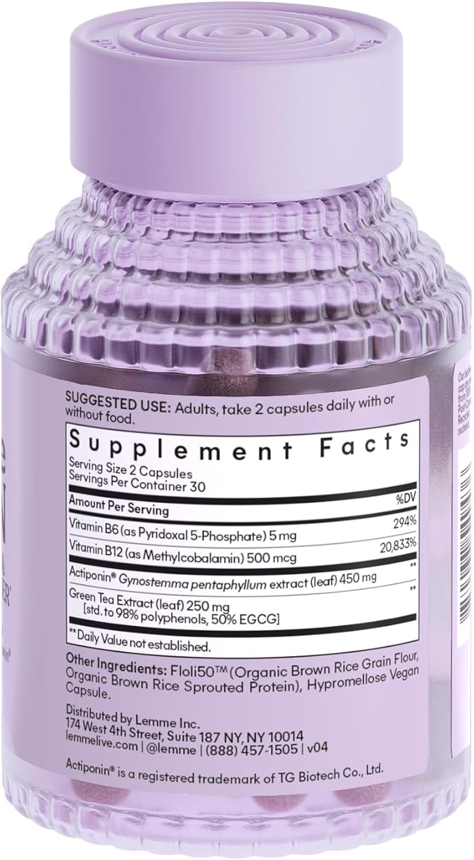 Lemme Burn - Metabolism Belly Fat Burning + AMPK Activating Supplement for Men &amp Women w/Clinically Studied Actiponin Gynostemma Green Tea Extract Vitamins B6 &amp B12 - Gluten Free 60 Count