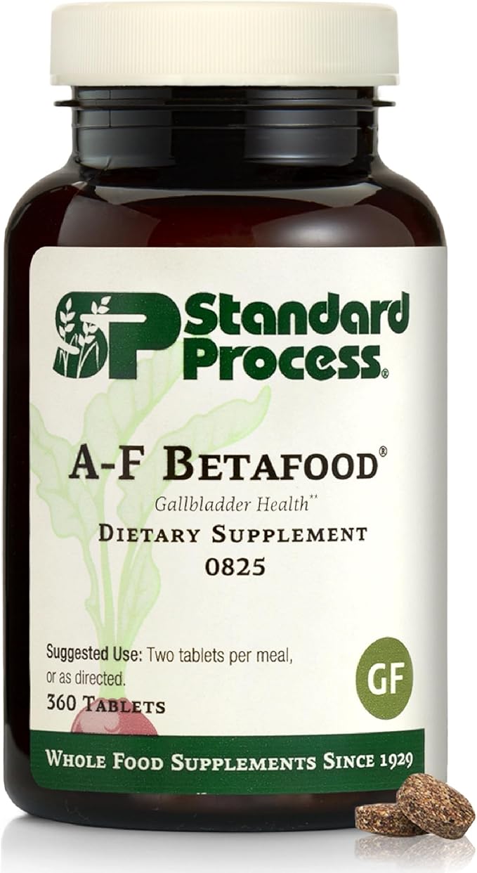 Standard Process A-F Betafood Gallbladder Health Dietary Supplement - Gluten-Free Non-Dairy &amp Non-Soy - Gallbladder Function &amp Liver Care - 360 Tablets