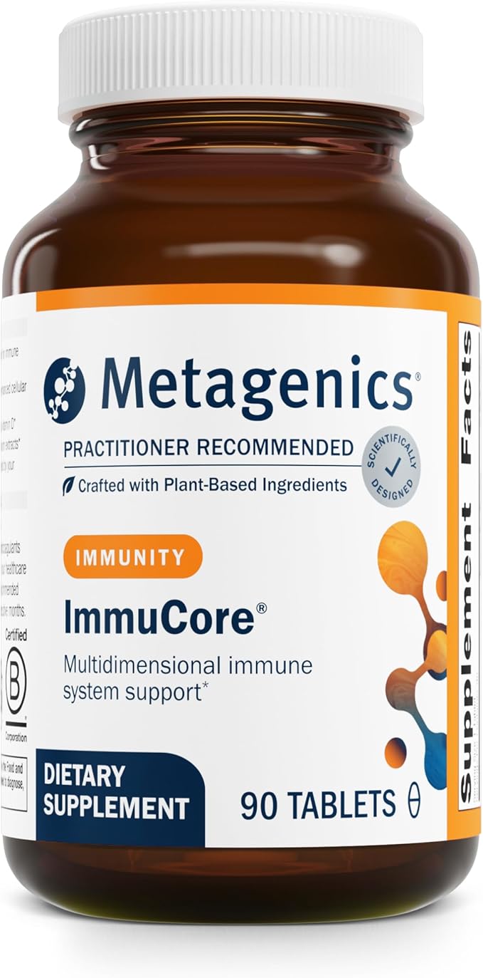 Metagenics ImmuCore - Immune Support with Vitamins C &amp D3 Zinc Selenium &amp Mushroom Extracts* - Antioxidant &amp Respiratory Support* - Non‑GMO Gluten‑Free - 90 Tablets