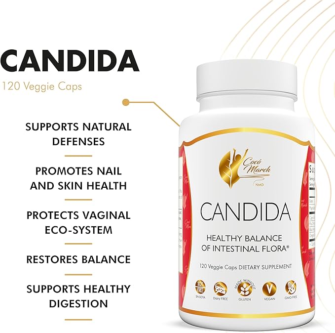Cocó March N.M.D Candida Cleanse – 30 Day Herbal Detox Cleansing with Digestive Enzymes for Gut Health &amp Immune Support – Gluten Free Vegan Non-GMO Dairy Free Soy Free – 120 Veggie Caps