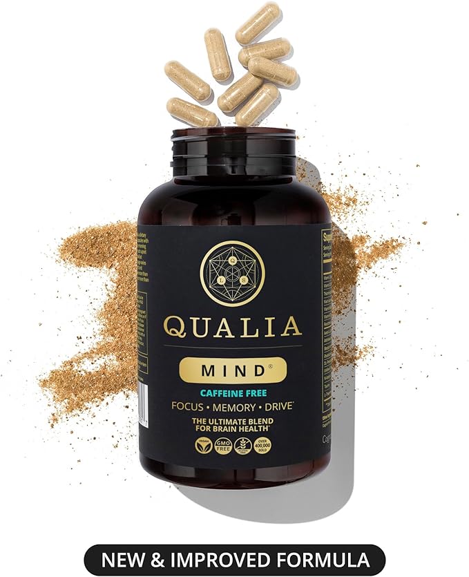 Qualia Mind (Caffeine Free) | The Ultimate Blend for Brain Health* | Doctor-Formulated Nootropic to Fuel Focus &amp Concentration* | Supports Long Term Brain Health| Maintain Drive &amp Productivity