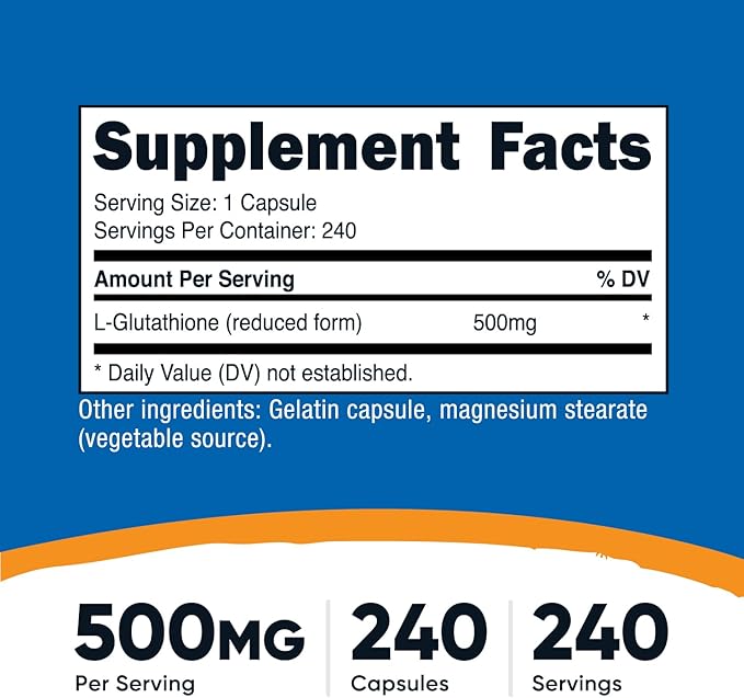 Nutricost Glutathione Capsules 500mg 240 Capsules - Gluten Free Non-GMO (Pack of 2)