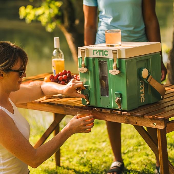 RTIC Halftime Water Cooler Portable Carrier Container Drink Beverage Dispenser Stackable with 2 Taps Bottleless BPA-Free for Sports Camping BBQ Parties Picnic &amp More Sage
