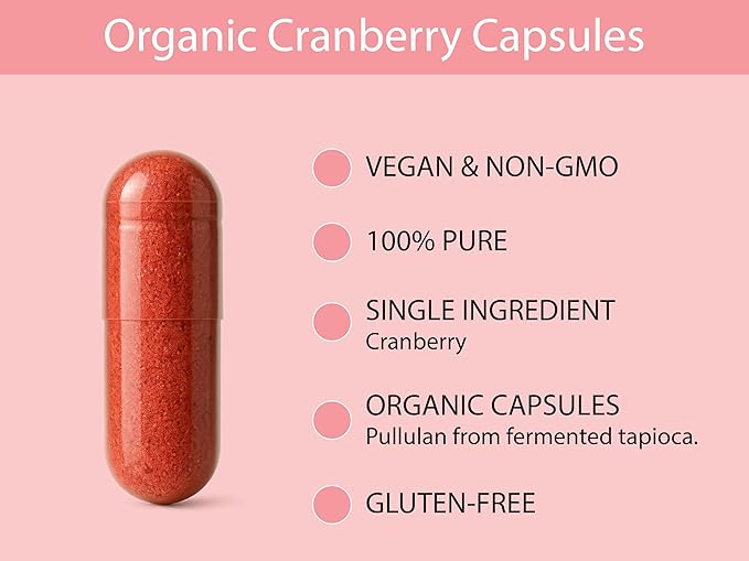 KOYAH - Organic Cranberry Capsules – 500 mg Freeze-Dried Whole-Berry Vegan Non-GMO Supports Urinary Tract &amp Antioxidant Health 60 Capsules
