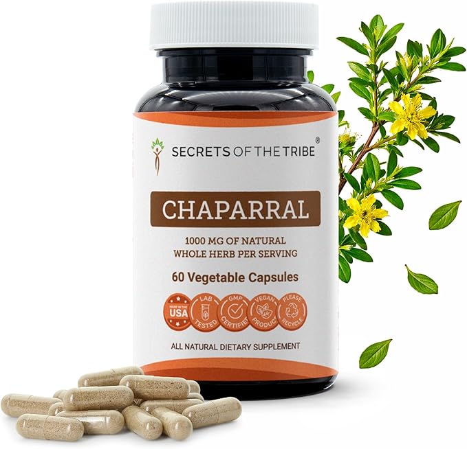 Secrets of the Tribe Chaparral 60 Capsules 1000 mg Chaparral (Larrea tridentata) Dried Leaf and Flower (60 Capsules)
