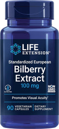 Life Extension Standardized European Bilberry Extract 100 mg MirtoSelect® Vaccinium myrtillus Eye Health Circulation Lubrication Gluten-Free Non-GMO Vegetarian 90 Capsules