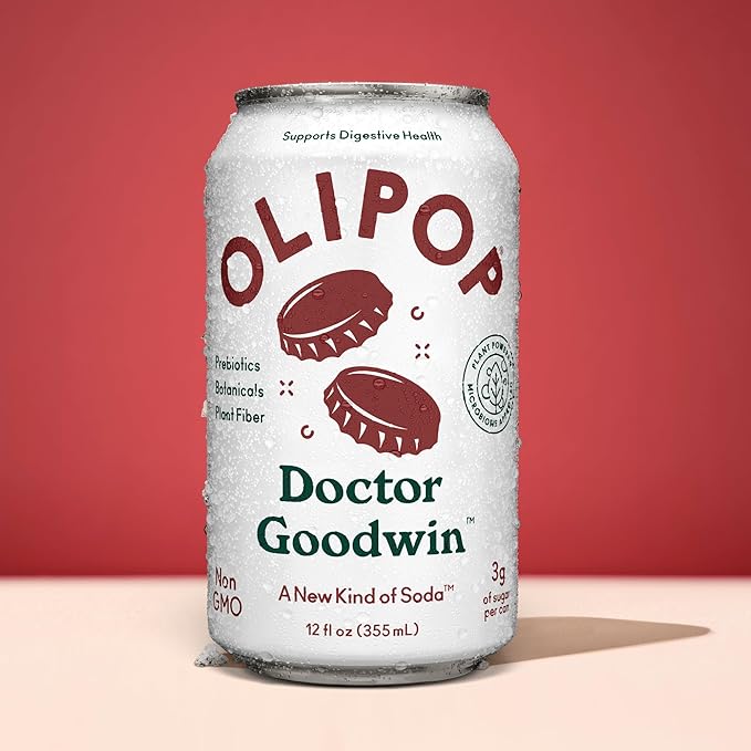 OLIPOP Prebiotic Soda Pop Doctor Goodwin A New Kind of Soda Packed with Prebiotics Fiber and Botanicals Gluten Free GMO Free 12oz (12-Cans)