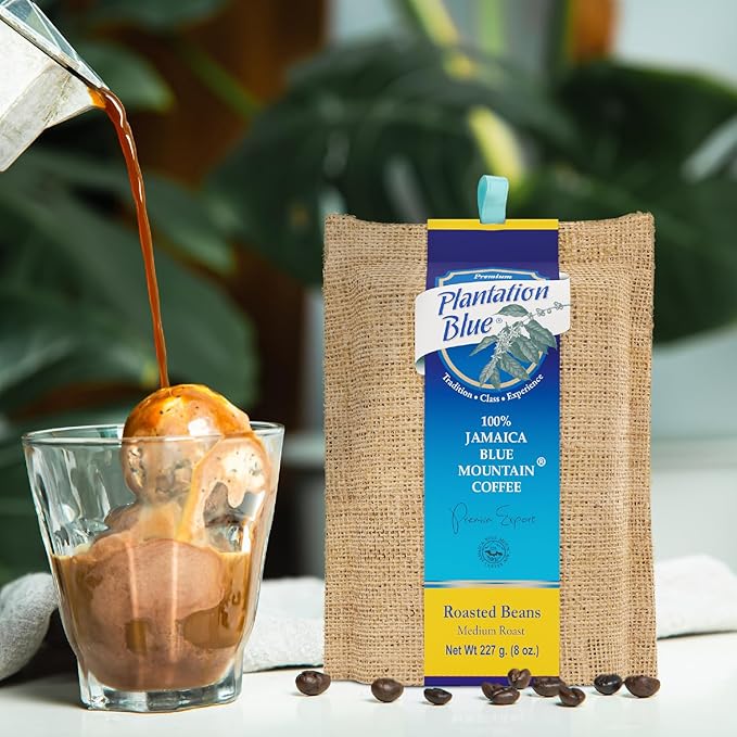 Plantation Blue 1lb Ground + 8oz Whole Beans Medium Roast Jamaica Blue Mountain Coffee Bundle