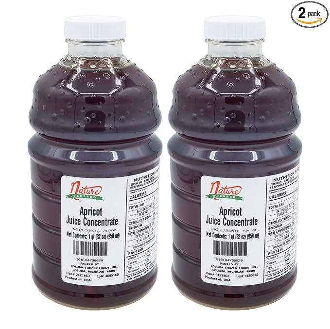 Nature Blessed 100% Apricot Fruit Juice Concentrate - 2 Quarts (2/32 fl oz bottles) Applications: Home Wine Making Home Brewing Distilling Ale Smoothies Making Jelly