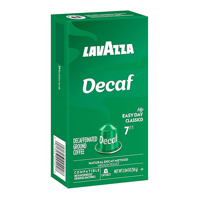 Lavazza Decaf Aluminum Capsules Compatible with Nespresso* Original Machines Medium Roast (10 Capsules)