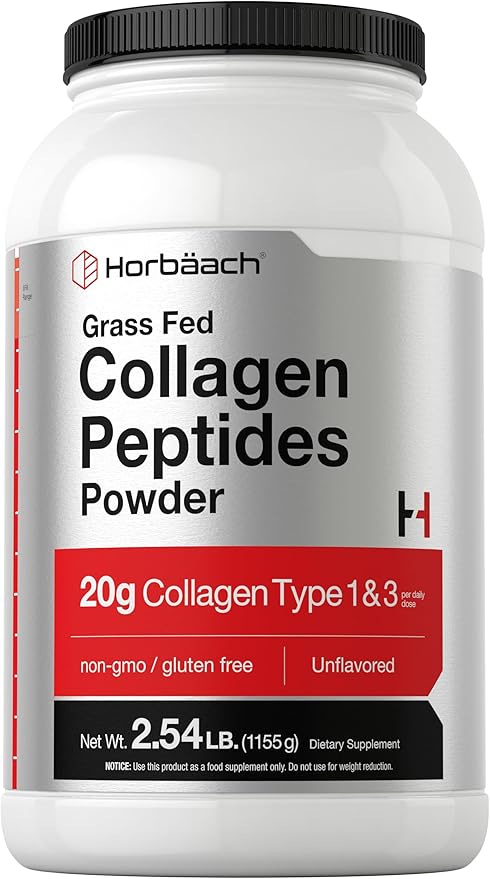 Horbaach Collagen Peptides Powder 40 oz | Unflavored | for Men &amp Women | Grassfed Type I &amp III | Non-GMO Gluten Free Supplement