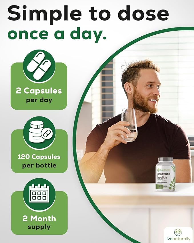 Prostate Health Supplement for Men Advanced Formula with Saw Palmetto Pumpkin Seed Stinging Nettle Root Zinc Selenium and Vitamin E 120 Capsules Urinary and Prostate Support