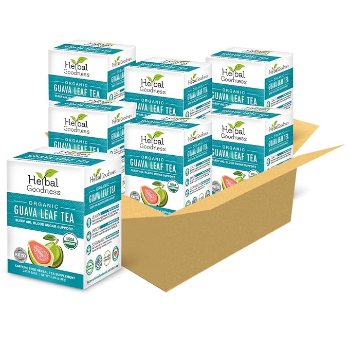 Herbal Goodness Guava Leaf Tea - 6 Packs | Herbal Tea for Natural Digestive &amp Immune Support - Hojas De Guayaba Organica for Heart-Healthy | Organic Non-GMO Caffeine-Free Antioxidant Wellness Te