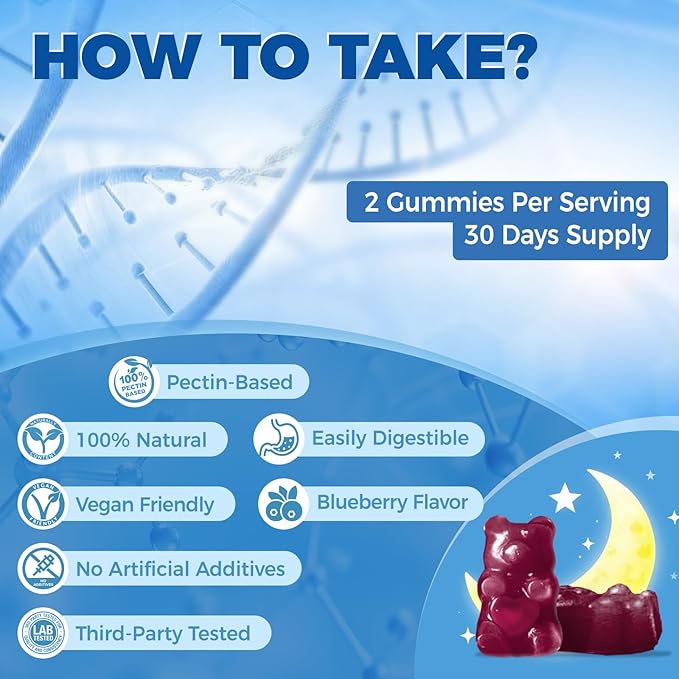 Glycine 3g Gummies Organic L-Glycine with NAC Supplements for Sleep &amp Cellular Support Plus B6 L-Theanine &amp Taurine for Nerve Liver Detox &amp Immune Health Sugar Free Vegan 60 Chews