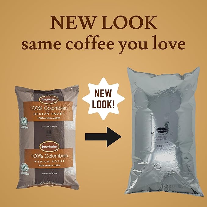 Farmer Brothers 100% Colombian Whole Bean Coffee 6x5lb Bags 30LBS (Replaces 3387)