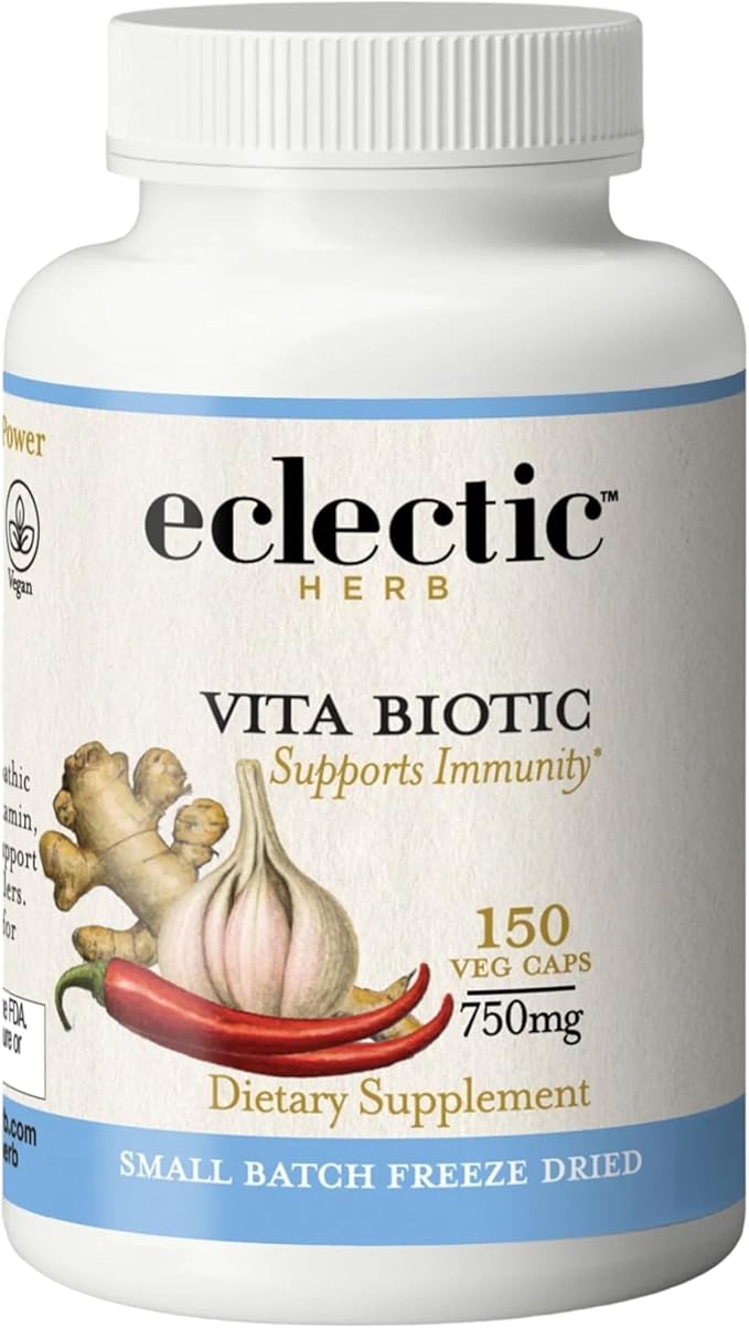 Eclectic Herb - Vitabiotic Capsules | Immune Support | Natural Herbal Multivitamin Supplement | Freeze Dried Organic Non-GMO Vegan Whole Herb (150 CT | 750 mg)