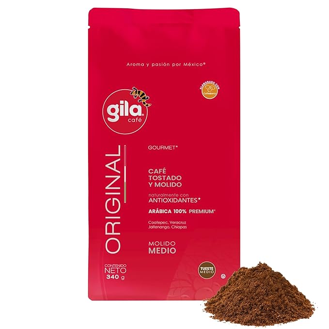 gila café Ground Coffee Medium Roast ORIGINAL 340g 12oz (1-Pack) - 100% Mexican Arabica Bean Coffee Grounds - Made with Coffeeberry - Blueberry Caramel &amp Orange Citrus Notes