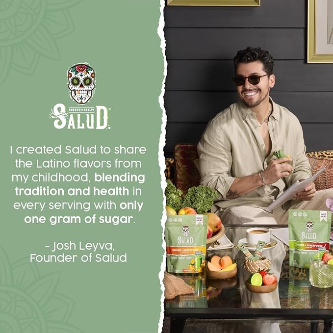 Salud 2-in-1 Greens Powder + Superfood Drink Mix Packets 20+ Fruits and Veggies Probiotics Prebiotics Supports Digestive Health Bloating Relief Vegan Strawberry Lime (15 Servings)