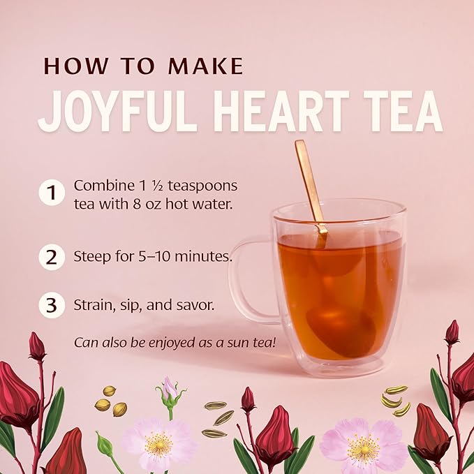 Banyan Botanicals Joyful Heart CCF Tea Loose Leaf Organic Herbal Tea Uplifting and Aromatic with Hibiscus Tulsi and Rose 1.5 oz. Non-GMO Sustainably Sourced