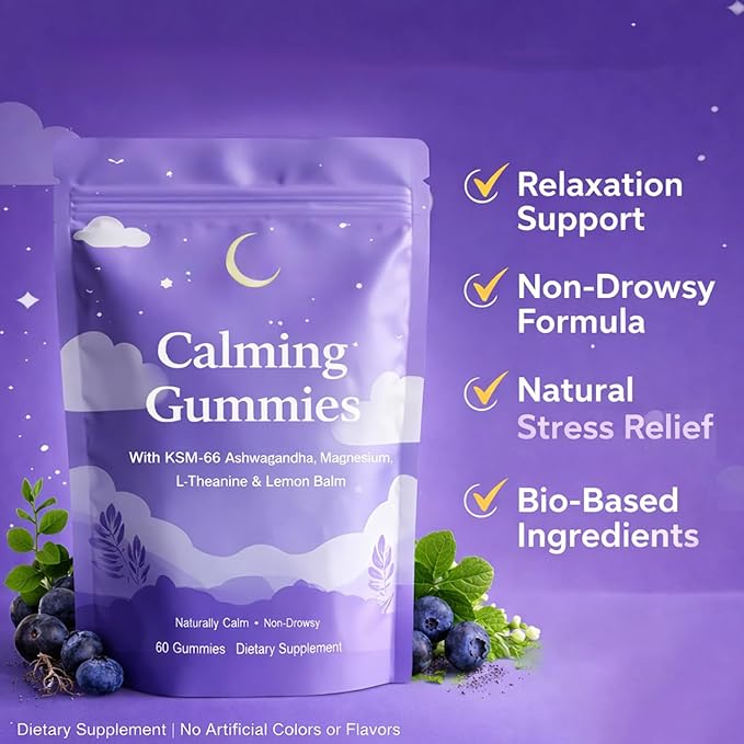 IRMI Calming Gummies with Ashwagandha Magnesium L-Theanine &amp Lemon Balm 60 Gummies
