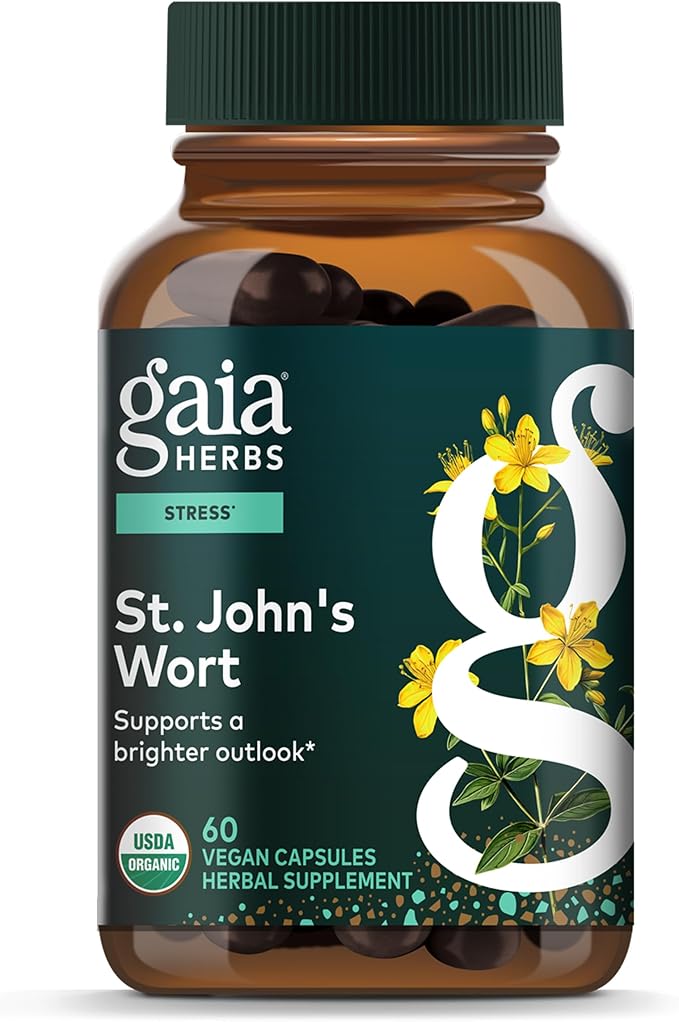 Gaia Herbs St. John's Wort - Stress Support Supplement* - with St. John's Wort - 60 Vegan Capsules (60 Servings)