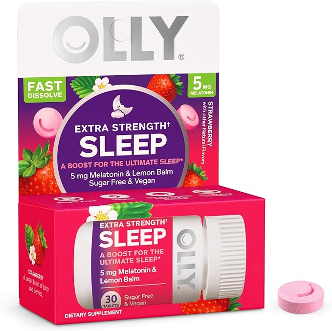 OLLY Ultra Strength Sleep Softgels with Melatonin &amp Extra Strength Fast Dissolve Strawberry Sleep Tablets - 60 Count &amp 30 Count