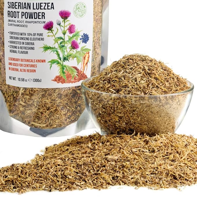 Siberian Green Maral Root Tea Loose Powder 300g (10.58oz) with Ginseng Eleuthero Wild Harvested Leuzea Rhaponticum carthamoides from Altai